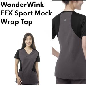 WonderWink Medical NWT Scrub performance mock wrap top FFX sport L